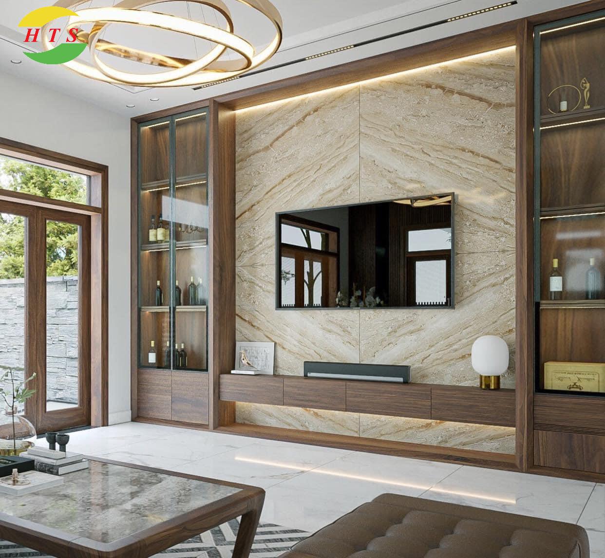 tranh đá vách tivi phòng khách